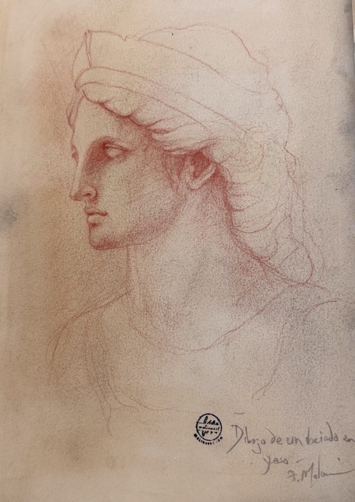 Sculpture copy: Red chalk on paper 9 1/2